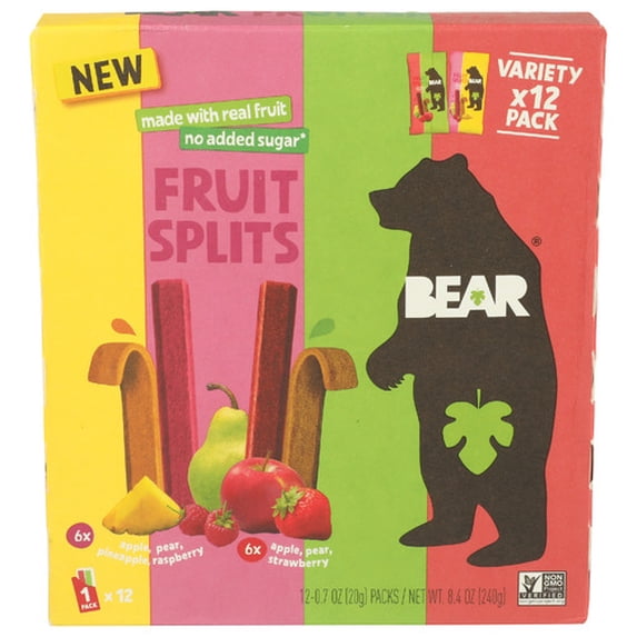 Bear Snacks Fruit Splits Variety 8.4 oz (Pack of 8) - Walmart.com