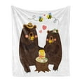 thumbnail image 1 of Bear Soft Flannel Fleece Blanket, Forest Party with Grizzly Bears and Bees Having Fun Love Eating Honey Gratitude Theme, Cozy Plush for Indoor and Outdoor Use, 50" x 60", Dark Brown, by Ambesonne, 1 of 6