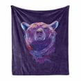 thumbnail image 1 of Bear Soft Flannel Fleece Throw Blanket, Abstract Portrait with Digital Brushstrokes Wildlife Mascot Display, Cozy Plush for Indoor and Outdoor Use, 70" x 90", Purple Pink Sky Blue, by Ambesonne, 1 of 6