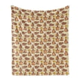 thumbnail image 1 of Bear Soft Flannel Fleece Throw Blanket, Childish Pattern with Wild Brown Bear Sitting Sleeping Eating Honey Raspberry, Cozy Plush for Indoor and Outdoor Use, 70" x 90", Multicolor, by Ambesonne, 1 of 5
