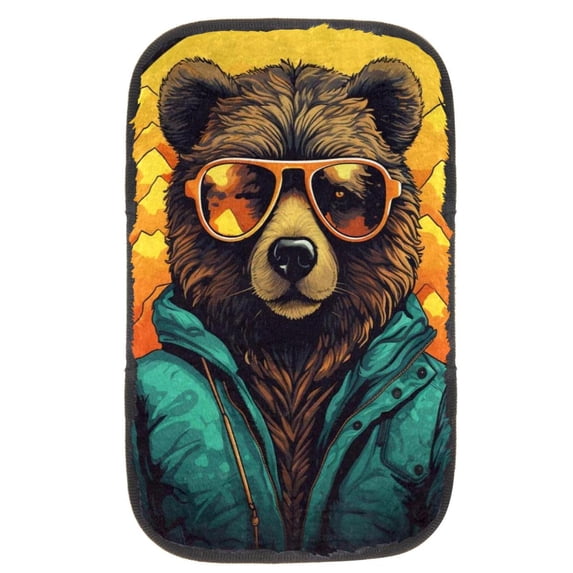 Bear Soft Furry Printed Car Armrest Cover 12.5x8.2 Inch - Comfortable Armrest Accessories Mat