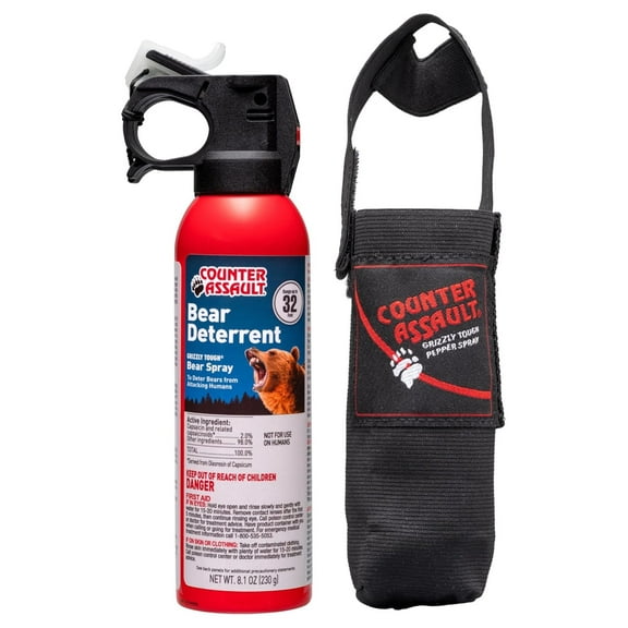 Bear Spray - 2% Capsaicin Bear Deterrent - Pepper Spray for Hiking, Camping, Hunting & More - 8.1 oz with Holster Red One Size