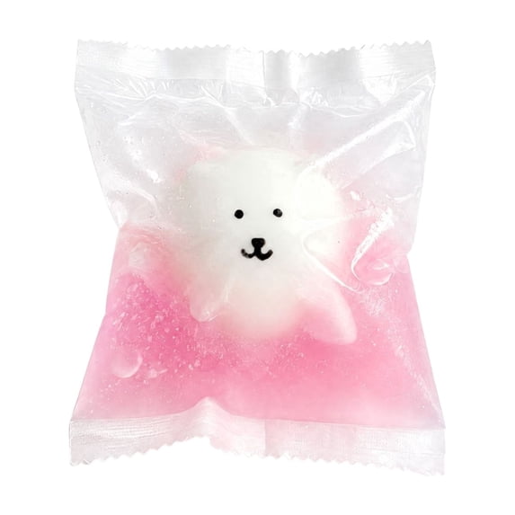 Bear Squeeze Fidget Toy, Pink, 1.97 in Clear Pouch Style with White ...