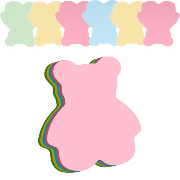 Bear Sticky Notes - 100 Sheets Cute Neon Restickable Memo Pads, Colorful Reusable Notes for Office Home Kitchen | Portable Family Sharing Creative Wall Memos