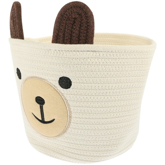 Bear Design Hanging Storage Basket Organizer with Cotton Rope, Child-Friendly Holder for Snacks, Toys, and Small Items