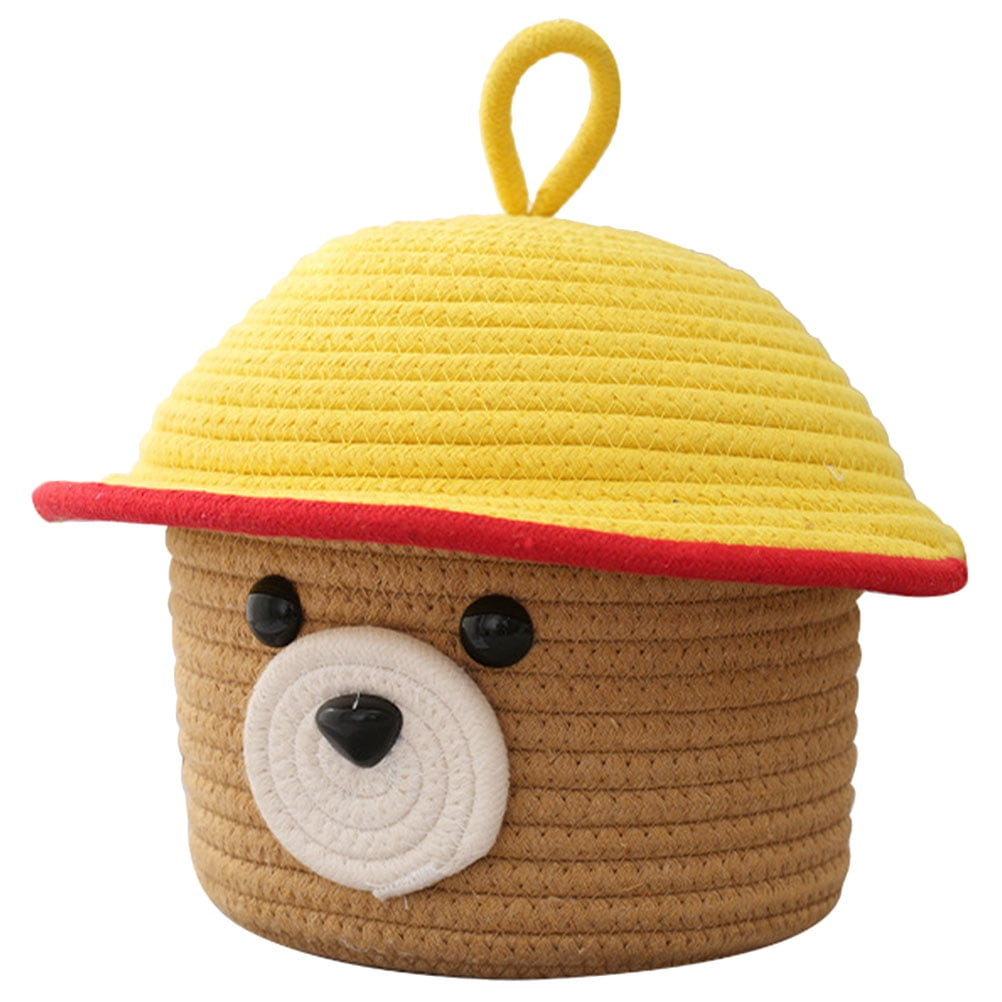Bear Storage Basket Portable Laundry Hampers Bins with Lids Child Baby Cotton Rope
