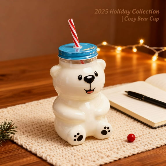 Bear Straw Cup 2025 – Adorable 20oz Borosilicate Glass with Straw, Heat Resistant Mug for Coffee, Smoothies, and Everyday Beverages