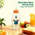 thumbnail image 1 of Bear Straw Cup 2025 – Cute 20oz Clear Glass Mug with Straw, Magic Bear Design for Coffee, Beer, Wine & Valentine’s Day Gifting, 1 of 9