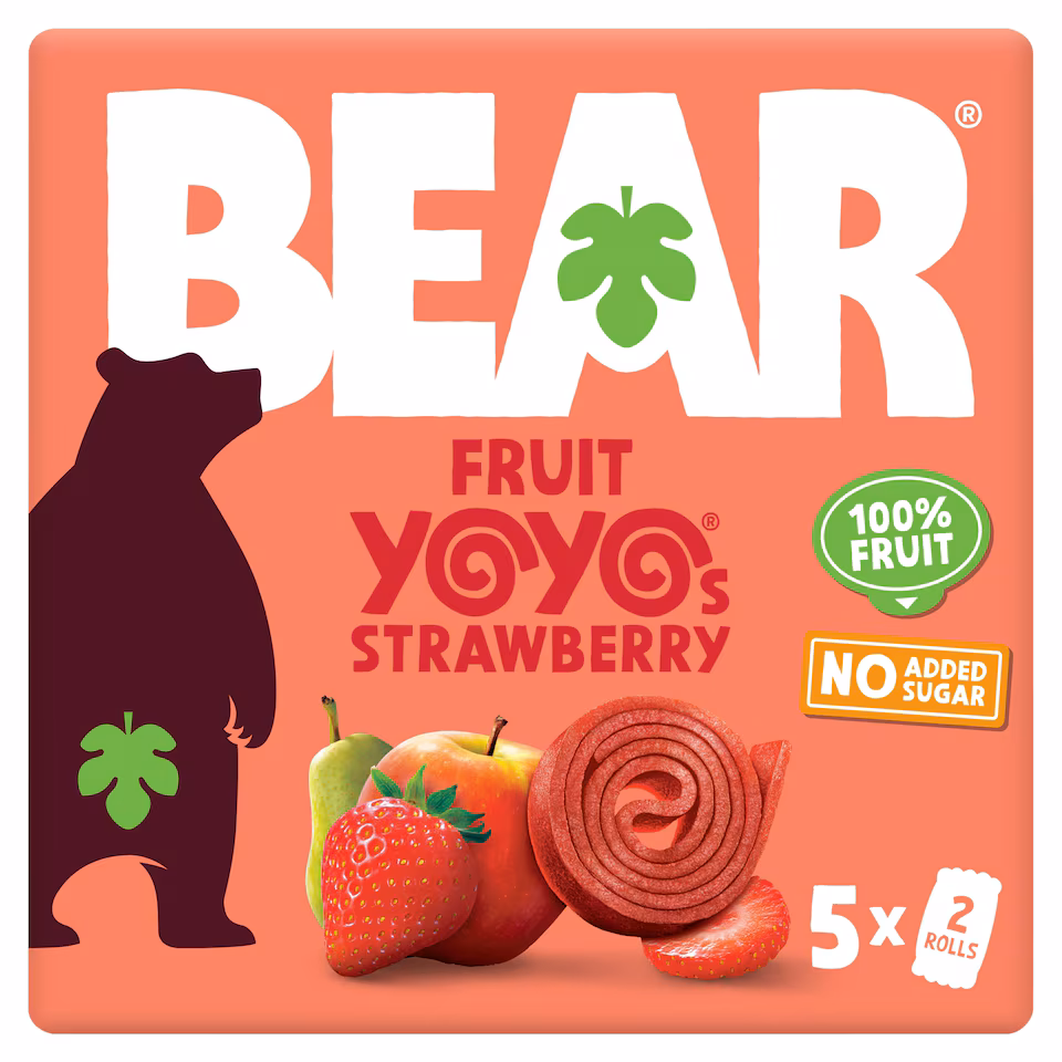 BEAR Fruit Yoyos Strawberry 1 Box 5 x 20g - British Lunchbox Snack