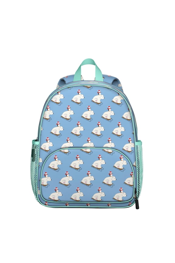Bear Student Backpack – Cute Brown Bear Cartoon Print With Polar Forest Winter Hunting Wild Artistic Pattern