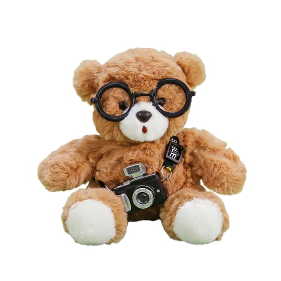 Bear Stuffed Animal Cute Bear Plush Toys with Dress & Accessories, Bear with Cloth Cute Stuffed Animal Soft Plush Toy - Camera