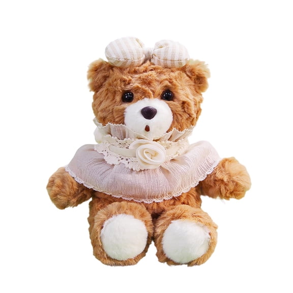 Bear Stuffed Animal Cute Bear Plush Toys with Dress & Accessories, Bear with Cloth Cute Stuffed Animal Soft Plush Toy - Pink Dress
