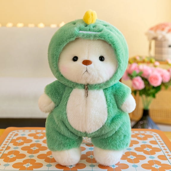 Bear Stuffed Animal Cute Plush Doll Soft Toy 11.8" Gift for Birthdays Christmas Halloween Thanksgiving Day,Green