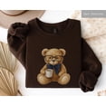 thumbnail image 1 of Bear Sweatshirt, Preppy Teddy Bear Sweater, Trendy Graphic Crewneck, Cute Coffee Bear Pullover, Gift for Him or Her Cozy Aesthetic Crewneck, 1 of 5