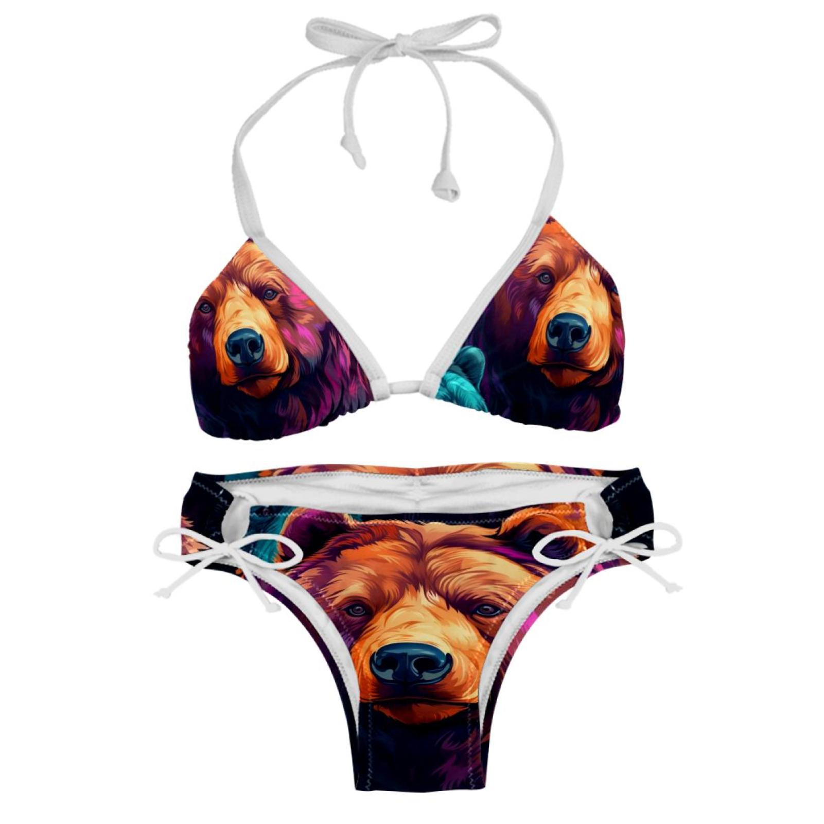 Bear Swim Suit Women Bikini Set Detachable Sponge Adjustable Strap Two