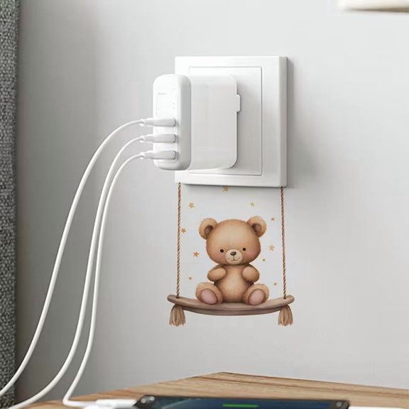 Bear Switch Sticker - PVC Self-Adhesive Removable Wall Decor for Modern Homes - Playful Bear Design for Versatile Spaces