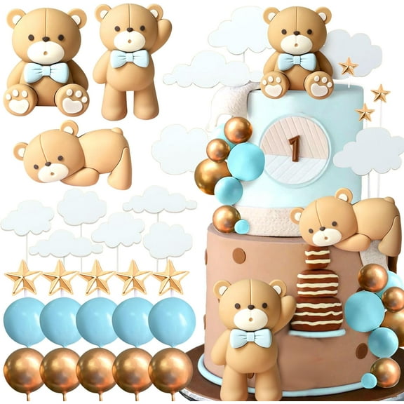 Bear Theme 3D Cake Decoration Set - Combinable Cloud, Star and Balloon Accessories