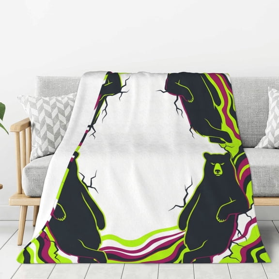 Bear Throw Blanket, All Season Lightweight Warm Cozy Lounge Blanket, Camping Travel Outdoor 50x40