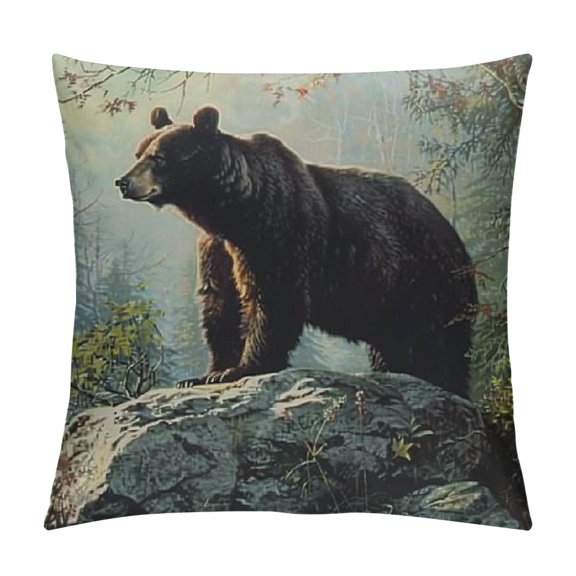 Bear Throw Pillow Cover Wild Animal Bear Decorative Rectangular Pillowcase for Sofa and Bed Couch