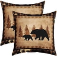 thumbnail image 1 of Bear Throw Pillow Covers 18"x18" Set of 2 Soft Wild Animal Cushion Covers for for Couch Sofa Rustic Cabin Country Nature Wildlife Bear Tree Yellow Brown Decorative Pillowcases Outdoor Pillows Covers, 1 of 7