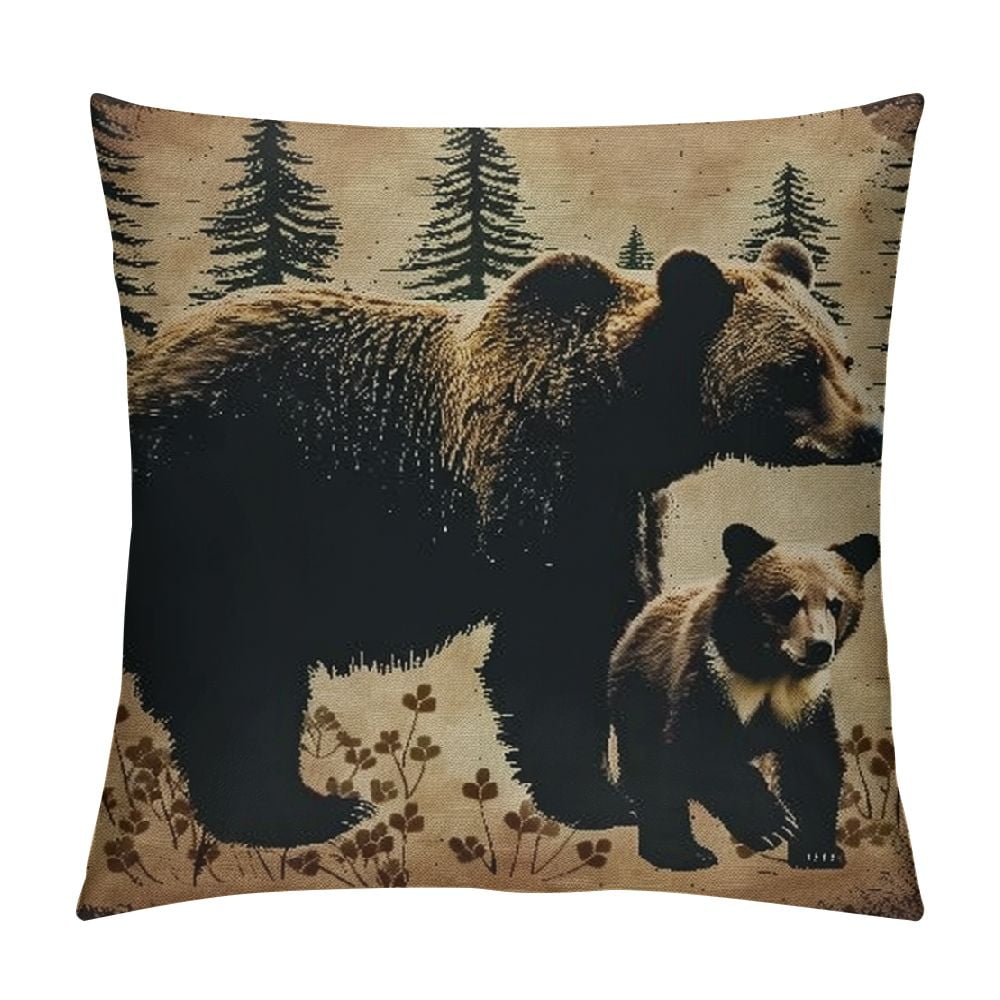 Bear Throw Pillow CoversSet of Soft Wild Animal Cushion Covers for for