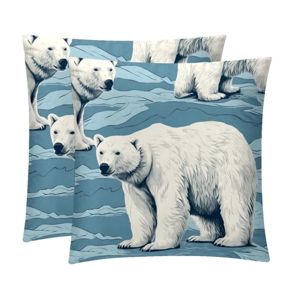 Bear Throw Pillow Inserts Set Covers of 2 Decorative Velvet Throw Pillows with Unique Patterns - 16x16, 18x18, 20x20 Inches for Home Decor and Gifts