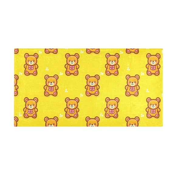 Bear Tile Yellow Pattern Bath Mat 39x20 Inch Soft Absorbent Non-Slip Plush Bathroom Rug for Floor