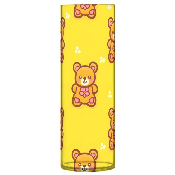 Bear Tile Yellow Pattern Vase Flower Vase Clear Unbreakable Plastic Tall Decorative 11.8in