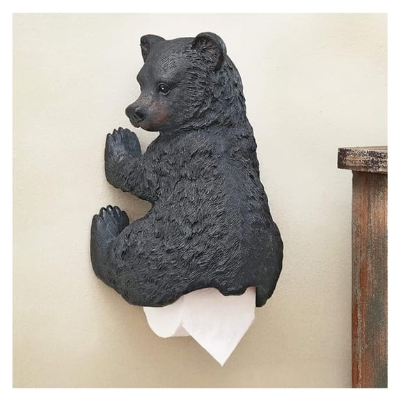 Bear Toilet Paper Holder - Rustic Cabin Bathroom Decor - Polyresin Bear Cub Design - 9"W x 7.75"D x 13.5"H