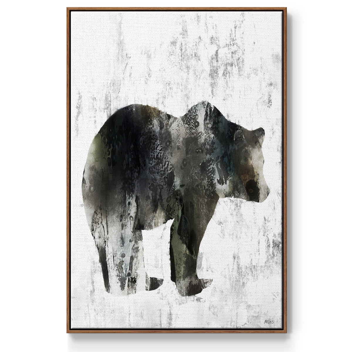 Bear Totem Framed Premium Gallery Wrapped Canvas - Ready to Hang - 17 x 25 - Walnut Floating Frame