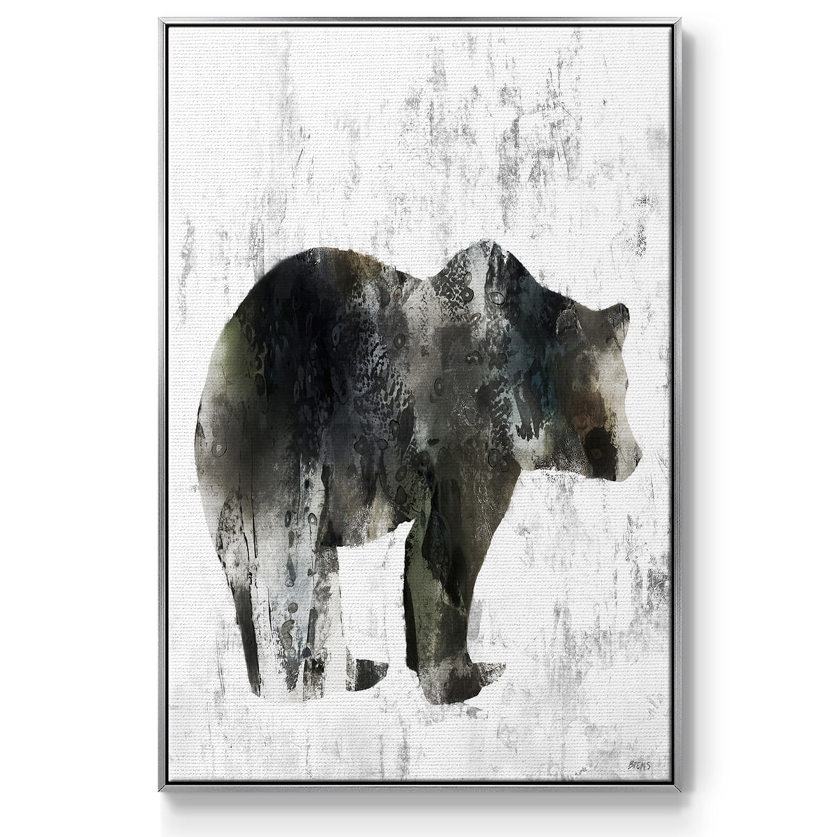 Bear Totem Framed Premium Gallery Wrapped Canvas - Ready to Hang - 25 x 37 - Silver Floating Frame