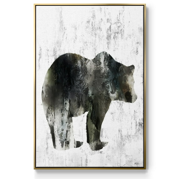 Bear Totem Framed Premium Gallery Wrapped Canvas - Ready to Hang - 27 x 41 - Gold Floating Frame