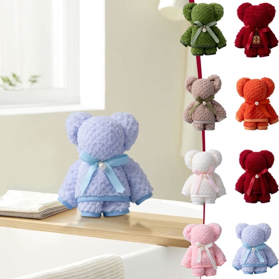 Bear Towel Gift Set with Soft Coral Velvet Fleece – Cute Bear Design in Gift Box for Baby Shower, Birthday, and Holiday Presents