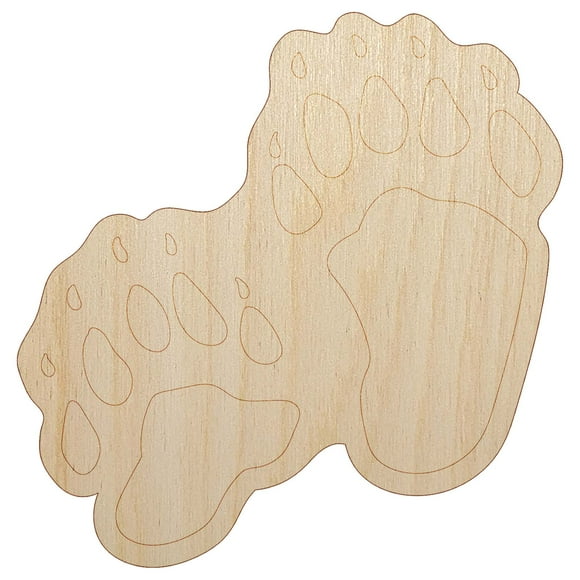 Bear Tracks Animal Paw Prints Wood Shape Unfinished Piece Cutout Craft DIY Projects - 6.25 Inch Size - 1/8 Inch Thick