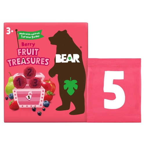 Bear Treasures Kids Snack 3+ Years Berry Flavour 5 x 20g, British Import (Pack of 3)