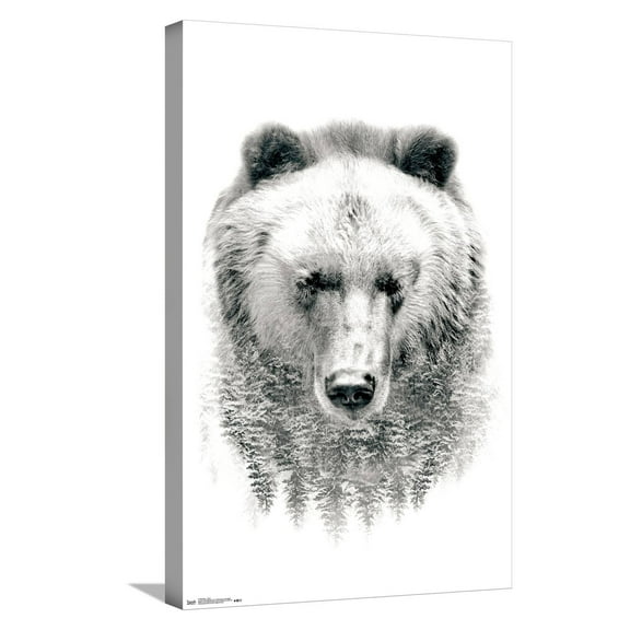 Bear - Trees Canvas Wall Poster, 14.725" x 22.375"