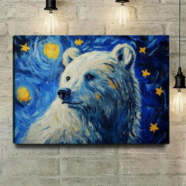 Bear Under The Stars Abstract Poster Canvas Print Wall Art Bedroom Room Aesthetics Decoration