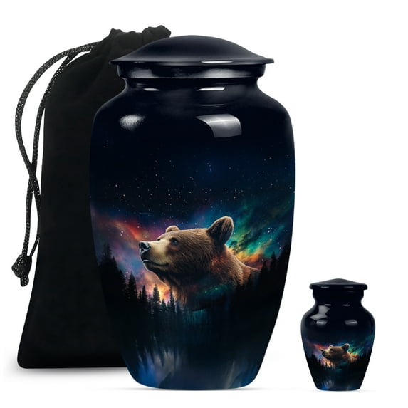 Bear Urn, Keepsake Urns Human Ashes, Adult Urns for Women, Cremation Urn Adult Ash, Urn for Ashes for Men, Large Urns for Human Ashes (Size - 10inch 1Pcs, 3inch 1Pcs)