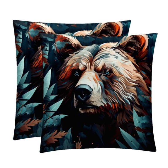 Bear Velvet Decorative Throw Pillow Inserts - Set of 2, Chair Pillow Covers - Unique Patterns, 16x16, 18x18, 20x20 Inches for Home Decor & More