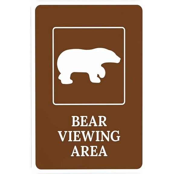 Bear Viewing Area 8"x12" Warning Sign, With Graphic, Guide Security Metal Sign, Outdoor Indoor Road Yard Garage Home Business Street Wall Safety Caution Custom Decor