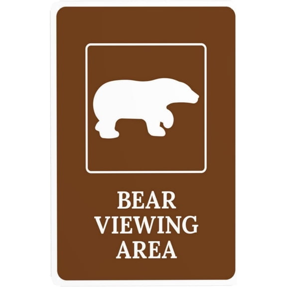 Bear Viewing Area With Graphic Warning Sign, Security Safety Metal Signs, Vintage Caution Poster Wall Decor for Business Office Home Street Road Use 8 x 12 Inch