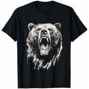 Bear Vintage Angry Grizzly Bear Hiking Camping Camper T-Shirt, Unisex T-Shirt