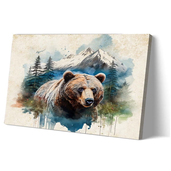 Bear Wall Art Mountain Animal Poster Kitchen Print for Living Room Wall Decorations for Bathroom Pictures Decorative Painting Canvas Bedroom