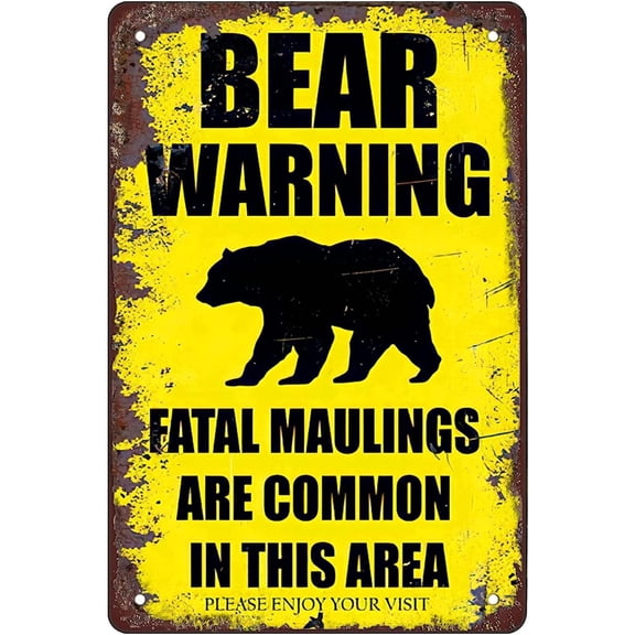 Bear Warning Funny Tin Signs Wall Decor Man Cave Garage Far Bar Pub 8x12 Inch