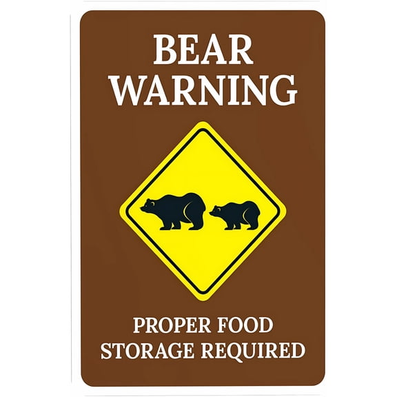 Bear Warning Proper Food Storage 8"x12" Warning Sign, Rules Security Metal Sign, Outdoor Indoor Road Yard Garage Home Business Street Wall Safety Caution Custom Decor