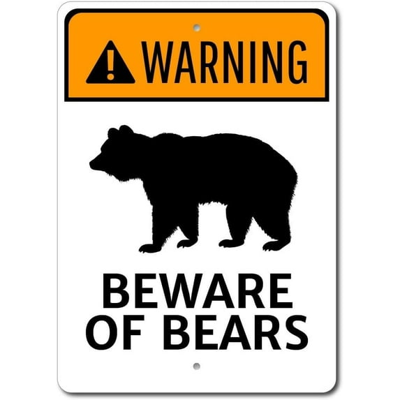 Bear Warning Sign, Beware of Bears Sign, Bear Cabin Sign, Warning Bears Sign｜Vintage Wall Decor Aluminium Sign,24ja05cC102, 8" x 12"