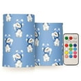 thumbnail image 1 of Bear Wearing A Blue Winter Hat Pattern Flameless LED Candle Set with Remote, Battery Operated Color Changing Pillar Candles, Set of 2, 1 of 7