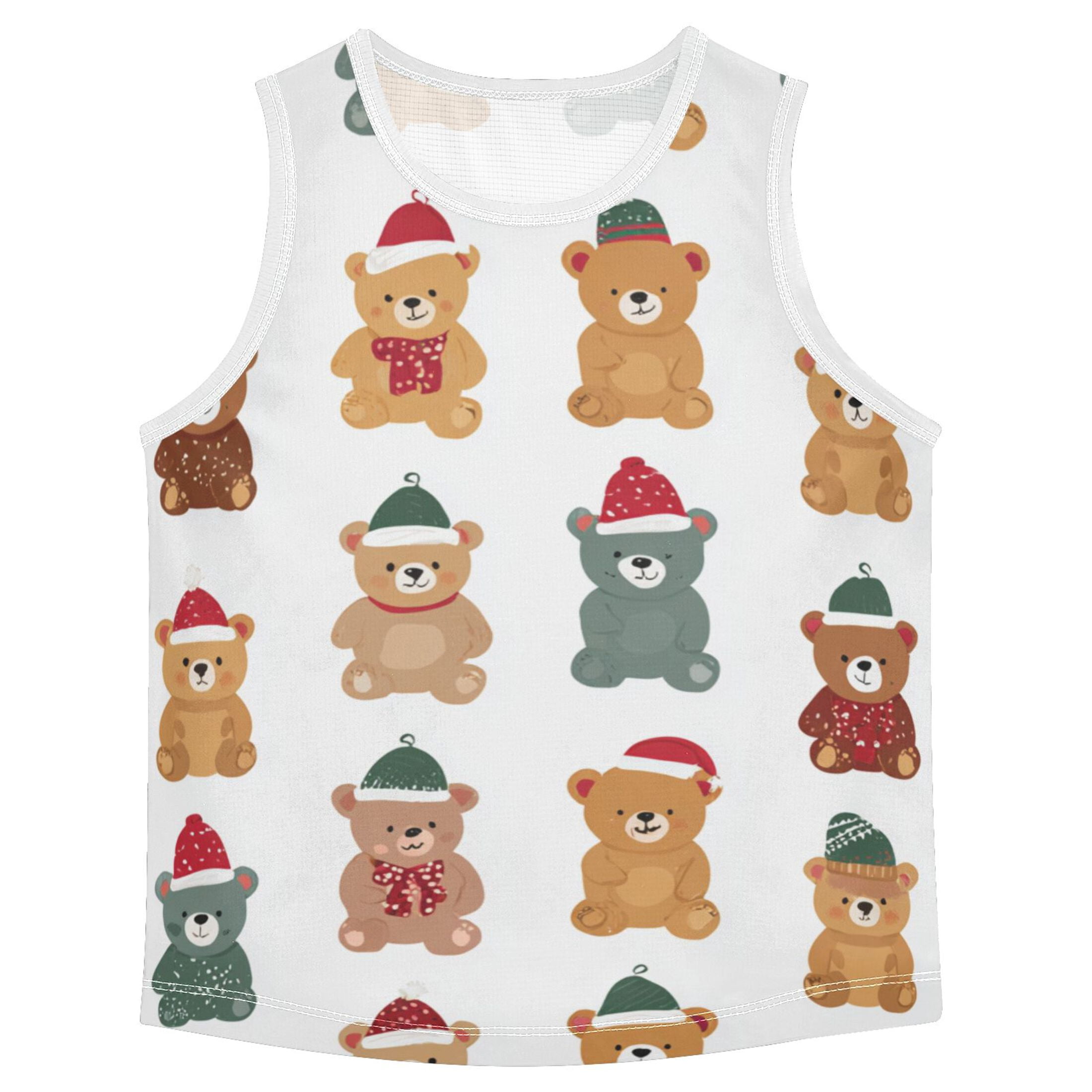 Bear Wearing Christmas Hats Repeating Pattern Vest Undershirt Tank Top ...