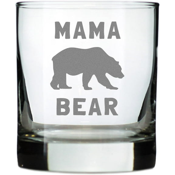 Bear Whiskey Rocks Glass - Fun Funny Mom Gift Ideas for Mother's Day or Birthday - 10.25 Oz Whisky Glasses