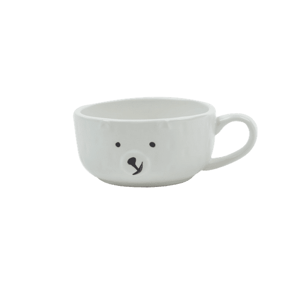 Bear White Ceramic Cup | Texture Coffee Mug for Espresso, Coffee, Cappuccino, Tea, & Milk - Latte Cup - 240ml